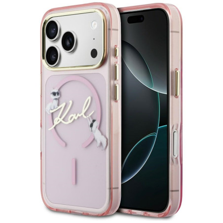 Kryt Karl Lagerfeld IML Choupettes pro iPhone 17 Pro - růžová