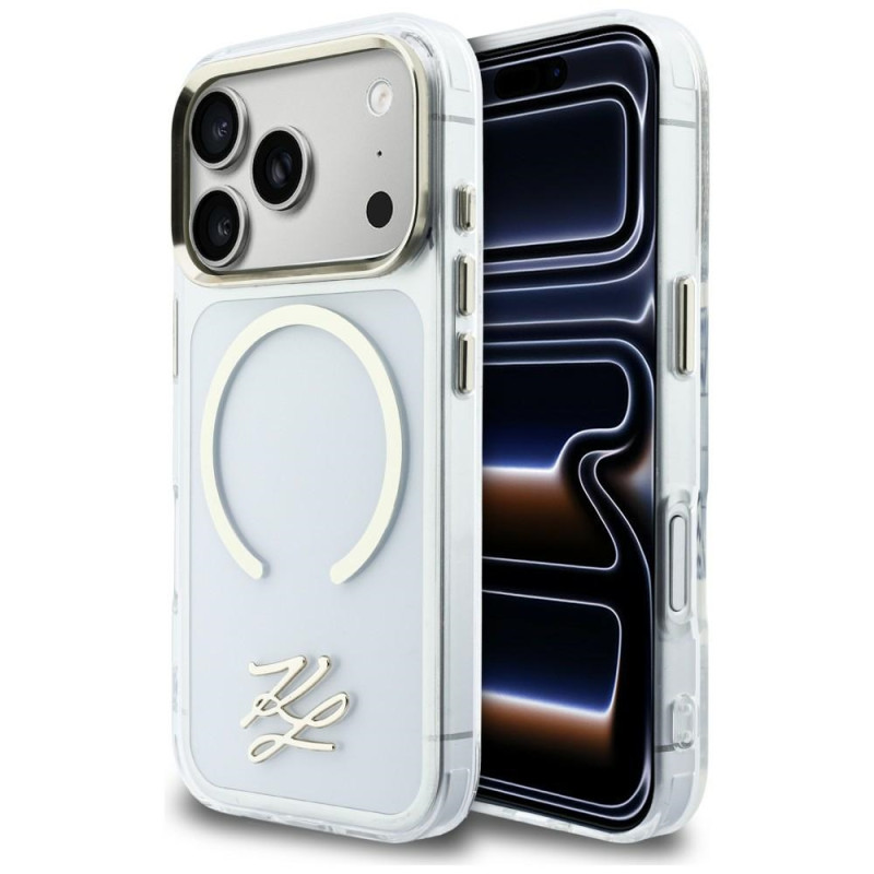 Kryt Karl Lagerfeld IML KL SCRIPT pro iPhone 17 Pro Max - čirý