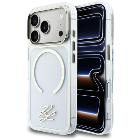 Kryt Karl Lagerfeld IML KL SCRIPT pro iPhone 17 Pro Max - čirý