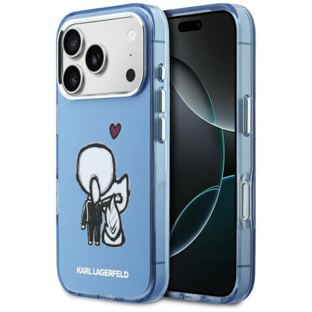 Kryt Karl Lagerfeld Karl & Choupette pro iPhone 17 Pro - modrý