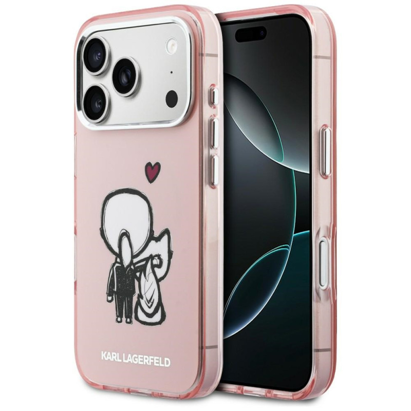 Kryt Karl Lagerfeld KARL & CHOUPETTE pro iPhone 17 Pro - růžový