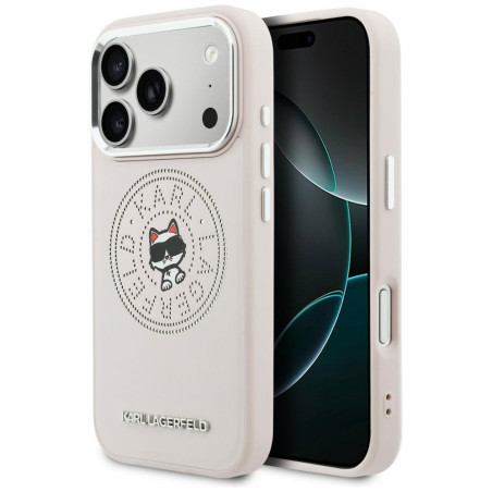 Kryt Karl Lagerfeld POINT & Choupette iPhone 17 Pro - růžový