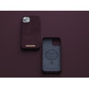 NJORD Salmon Leather MagSafe Odolný kryt z lososí kůže pro iPhone 14 Plus/15 Plus, rezavě červený