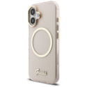 Kryt Guess IML Script Metal MagSafe iPhone 17 - růžová