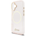 Kryt Guess IML Script Metal MagSafe iPhone 17 - růžová