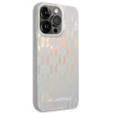 Kryt Karl Lagerfeld Monogram Iridescent iPhone 14 Pro - stříbrné