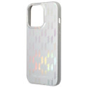 Kryt Karl Lagerfeld Monogram Iridescent iPhone 14 Pro - stříbrné