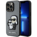 Kryt Karl Lagerfeld SAFFIANO Karl & Choupette iPhone 14 Pro - stříbr