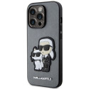 Kryt Karl Lagerfeld SAFFIANO Karl & Choupette iPhone 14 Pro - stříbr