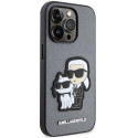 Kryt Karl Lagerfeld SAFFIANO Karl & Choupette iPhone 14 Pro - stříbr