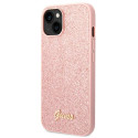 Kryt Guess Glitter Script pro iPhone 14 Plus růžový