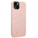 Kryt Guess Glitter Script pro iPhone 14 Plus růžový