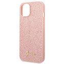 Kryt Guess Glitter Script pro iPhone 14 Plus růžový