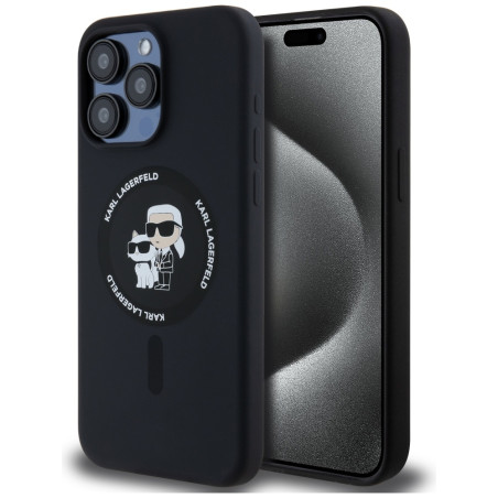 Kryt Karl Lagerfeld SILICONE KARL&Choupette iPhone 15 Pro Max black