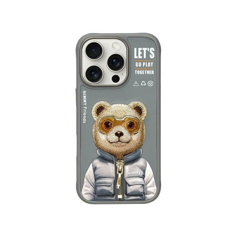 Kryt Nimmy COOL&FUTE 2.0 Bear pro iPhone 16 Pro - šedá
