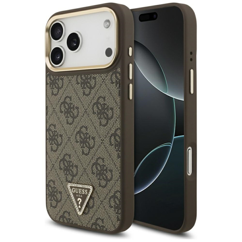 Kryt Guess Triangle Logo MagSafe pro iPhone 17 Pro Max - hnědá/zlatá