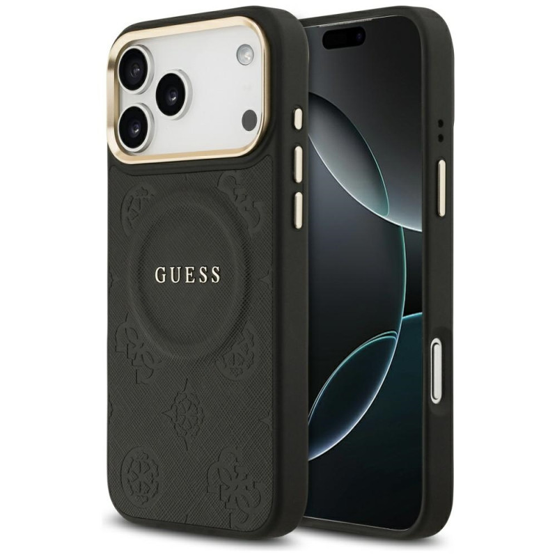 Kryt Guess Peony Hot Stamp MagSafe pro iPhone 17 Pro Max - černý