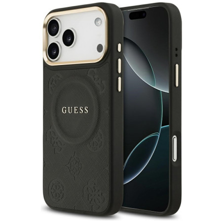 Kryt Guess Peony Hot Stamp MagSafe iPhone 17 Pro Max černý