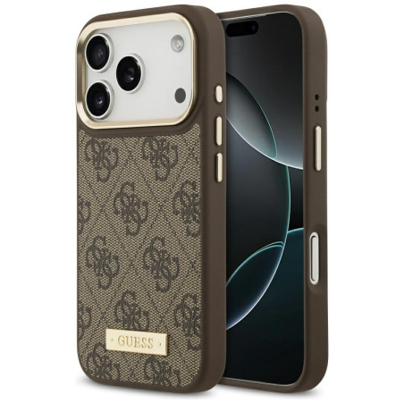Kryt Guess 4G Logo Plate MagSafe pro iPhone 17 Pro – brown