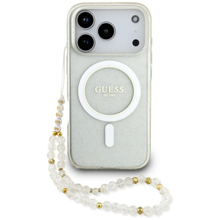 Kryt Guess IML Glitter Pearl iPhone 17 Pro - transparentní