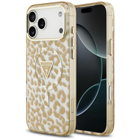 Kryt Guess Leopard Glitter MagSafe iPhone 17 Pro Max - hnědý