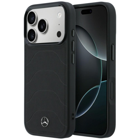 Pouzdro Mercedes Leather Mesh MagSafe pro iPhone 17 Pro Max - černé
