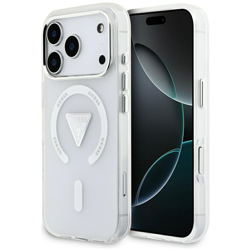 Kryt Guess iML Gradient Triangle Logo pro iPhone 17 Pro - průhledné