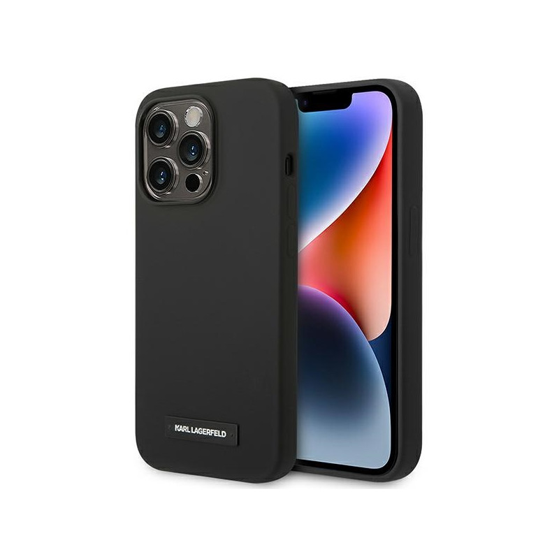 Kryt Karl Lagerfeld KLHMP14LSLMP1K pro iPhone 14 Pro 6,1" - černý/black (Silicone Plaque, MagSafe)
