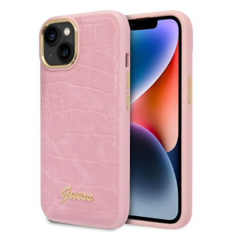 Kryt Guess CROCO COLLECTION pro iPhone 14 - pink