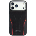 Pouzdro Audi z pravé kůže pro iPhone 17 Pro - černá/červená