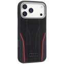 Pouzdro Audi z pravé kůže pro iPhone 17 Pro - černá/červená