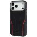Pouzdro Audi z pravé kůže pro iPhone 17 Pro - černá/červená