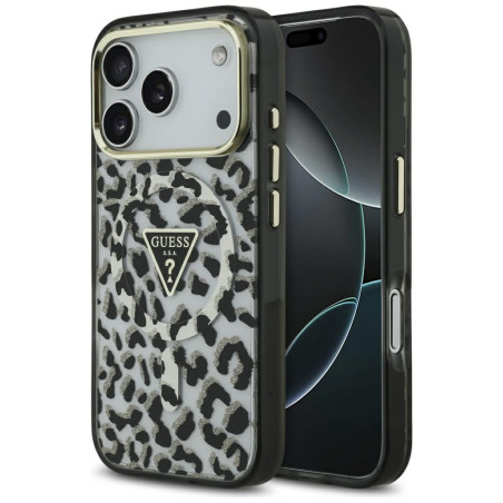 Kryt Guess Leopard Glitter MagSafe pro iPhone 17 Pro Max - černý
