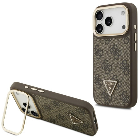 Kryt Guess 4G PU Triangle Logo & Stand iPhone 17 Pro - hnědá