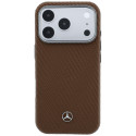 Kryt Mercedes Leather Semi Wrap MagSafe pro iPhone 17 Pro - hnědý