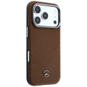 Kryt Mercedes Leather Semi Wrap MagSafe pro iPhone 17 Pro - hnědý