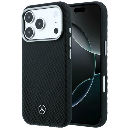 Kryt Mercedes Leather MagSafe pro iPhone 17 Pro Max - černý