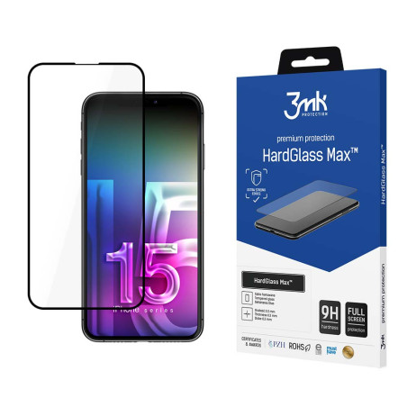 3mk HardGlass MAX ochranné sklo iPhone 15 Pro