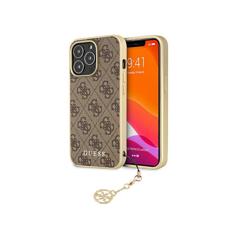Kryt Guess 4G CHARMS Collection pro iPhone 13 Pro - brown