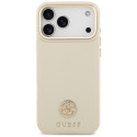 Kryt Guess Grained Strass Logo iPhone 17 Pro Max - béžový