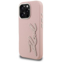 Kryt Karl Lagerfeld FW Grained Signature pro iPhone 16 Pro Max - pink