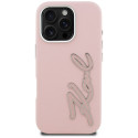 Kryt Karl Lagerfeld FW Grained Signature pro iPhone 16 Pro Max - pink