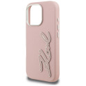 Kryt Karl Lagerfeld FW Grained Signature pro iPhone 16 Pro Max - pink