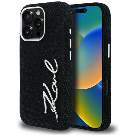 Kryt Karl Lagerfeld FW Jeans Logo iPhone 16 Pro – černý