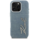 Kryt Karl Lagerfeld FW JEANS SIGNATURE LOGO iPhone 16 Pro modrý