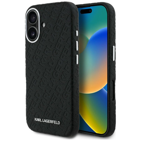 Kryt Karl Lagerfeld FW Stamped pro iPhone 16 - černý