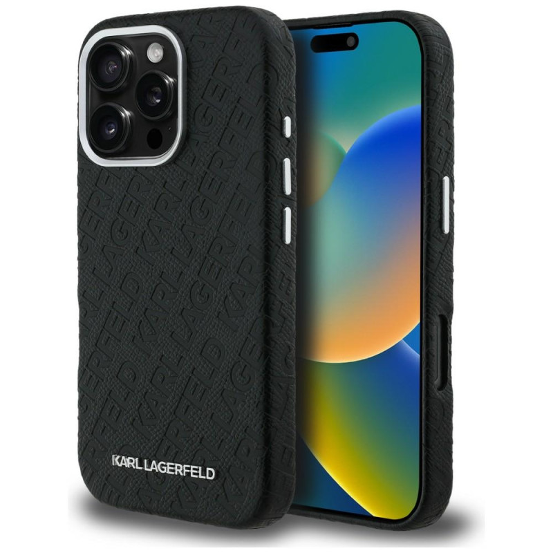 Kryt Karl Lagerfeld FW Stamped pro iPhone 16 Pro Max - černý