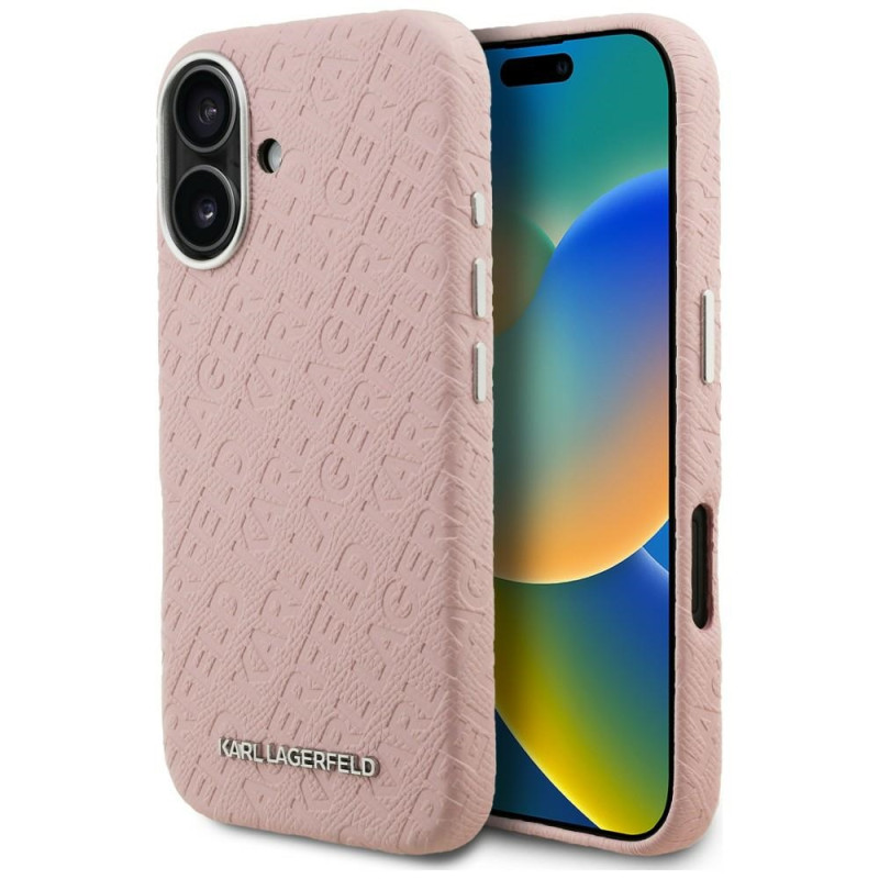 Kryt Karl Lagerfeld FW STAMPED pro iPhone 16 - růžová