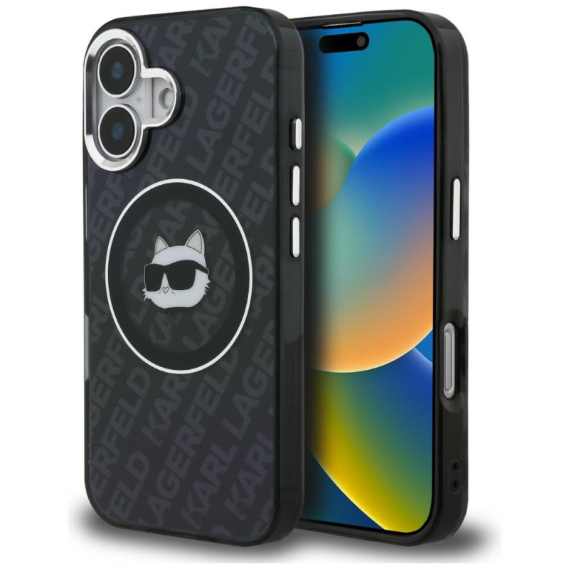 Kryt Karl Lagerfeld IML CHOUPETTE HEAD LOGO pro iPhone 16 - černý