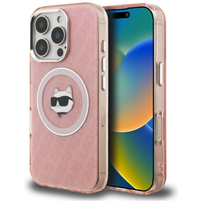 Kryt Karl Lagerfeld CHOUPETTE HEAD LOGO pro iPhone 16 Pro - růžová